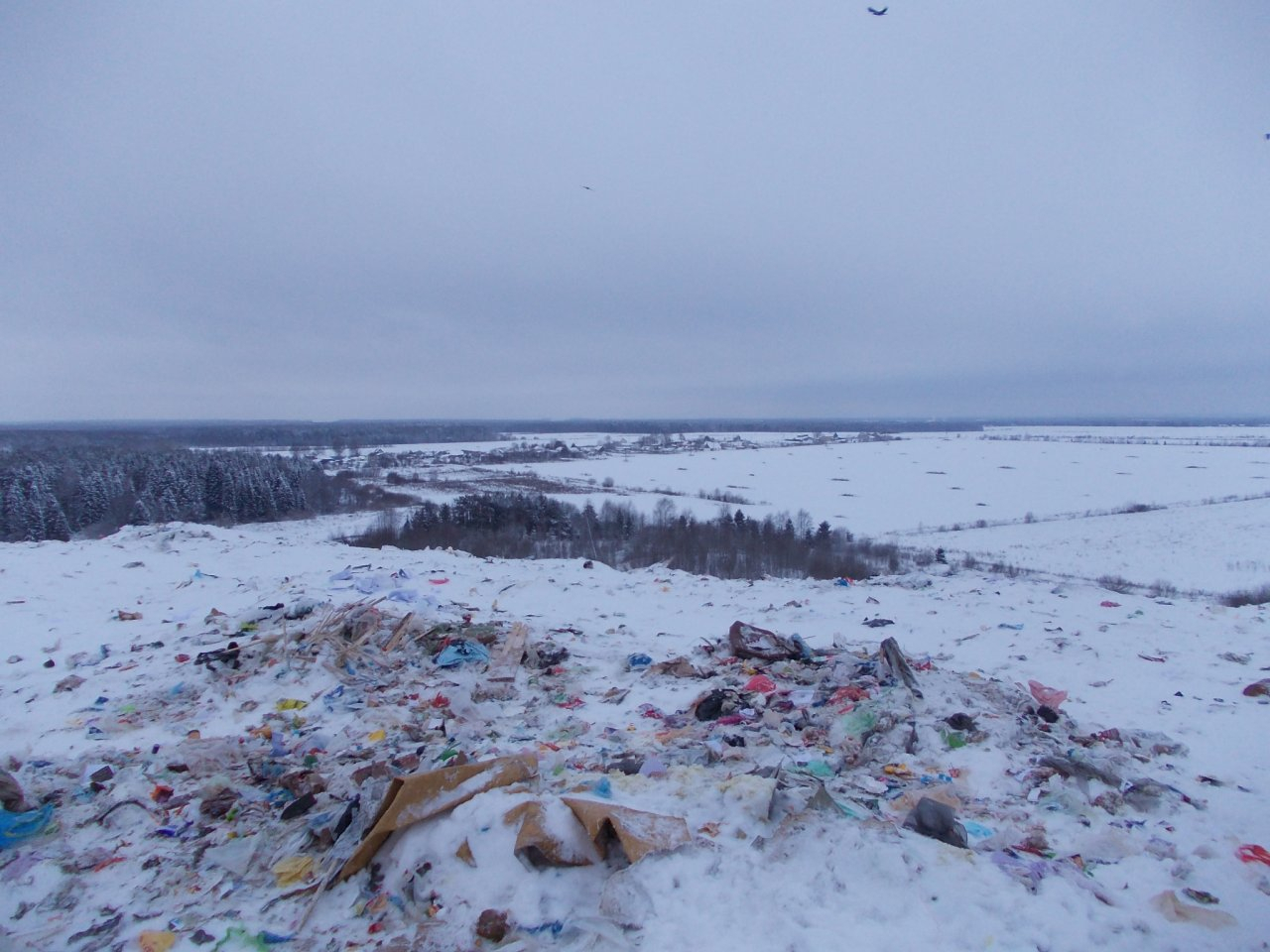 Жители обнаружили тлеющий мусор на полигоне в Костино